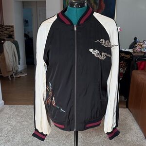 Stylish Black and Cream Bomber Jacket